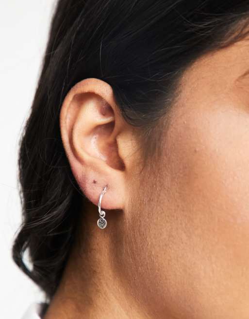Kingsley Ryan sterling silver huggie hoop earrings with yin yang star charms, 3 of 4