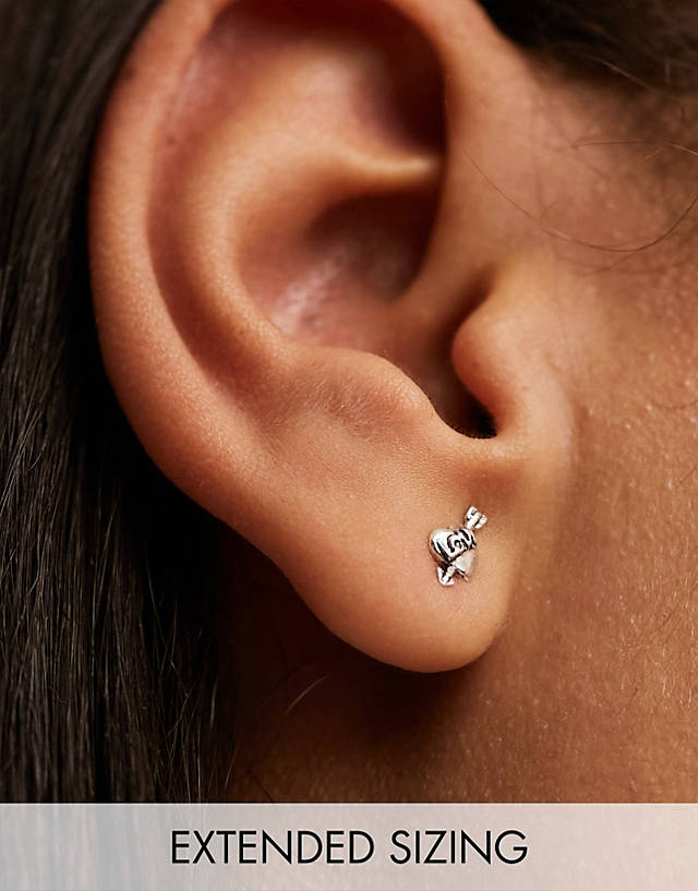 Kingsley Ryan - sterling silver love heart stud earrings