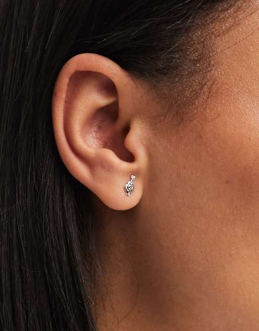 Kingsley Ryan sterling silver love heart stud earrings, 4 of 4