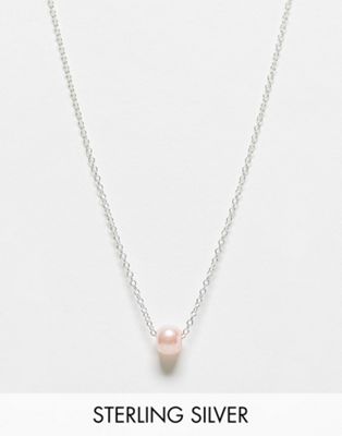 Kingsley Ryan sterling silver necklace with thread through pink pearl