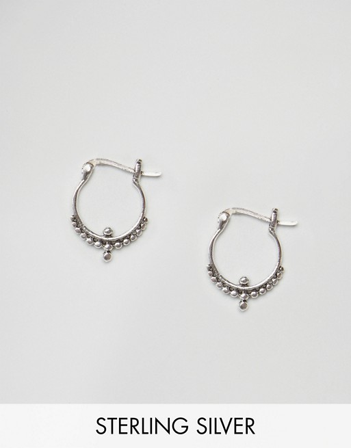 Kingsley Ryan Sterling Silver Ornate Hoop Earrings | ASOS