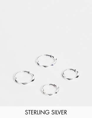 Kingsley Ryan sterling silver pack of 2 twist hoop earrings
