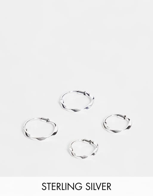 Kingsley Ryan sterling silver pack of 2 twist hoop earrings
