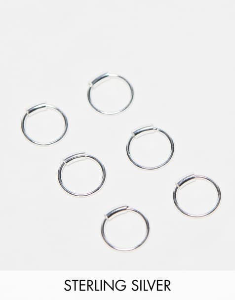 Kingsley Ryan Sterling Silver pack of 3 mini hoop earrings - view 1