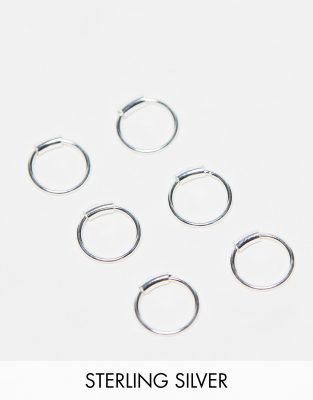 Kingsley Ryan sterling silver pack of 3 mini hoop earrings