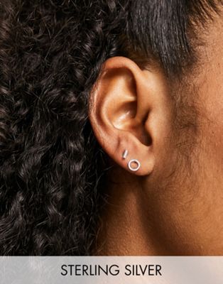 Kingsley Ryan sterling silver pack of 3 single geo stud earrings