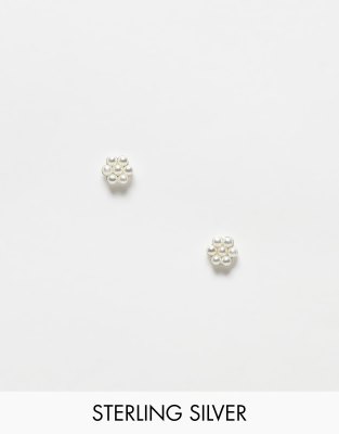 Kingsley Ryan Kingsley Ryan Sterling Silver pearl flower stud in silver