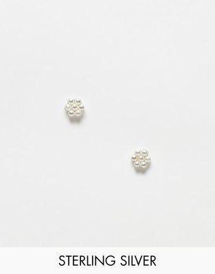 Kingsley Ryan Sterling Silver pearl flower stud in silver