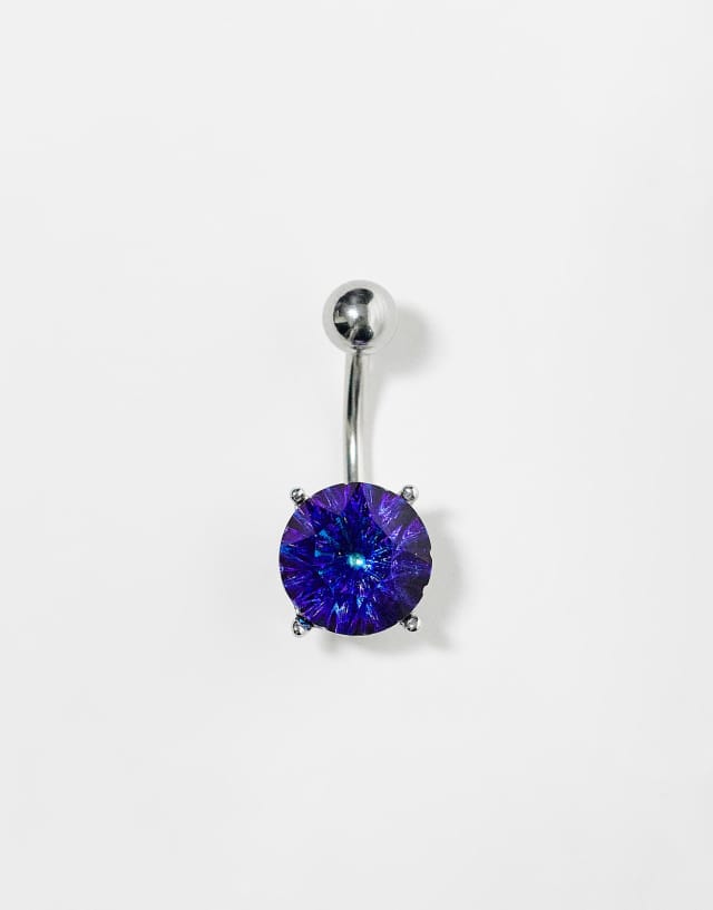 Kingsley Ryan sterling silver purple stone belly bar