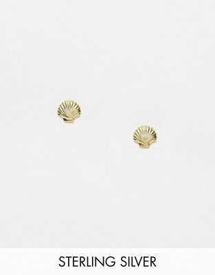 Kingsley Ryan Kingsley Ryan Sterling Silver shell stud earrings in gold