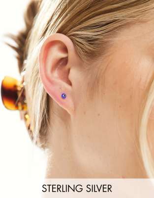Kingsley Ryan Sterling Silver  Silver Blue Eye Stud - ASOS Price Checker