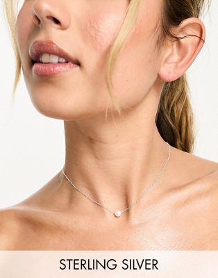 Kingsley Ryan sterling silver single pearl chain necklace in silver