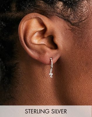 Kingsley Ryan sterling silver snake charm hoop earrings