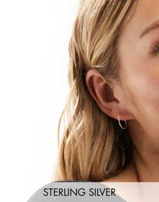 Kingsley Ryan Kingsley Ryan sterling silver sparkly 16mm hoop earrings in silver