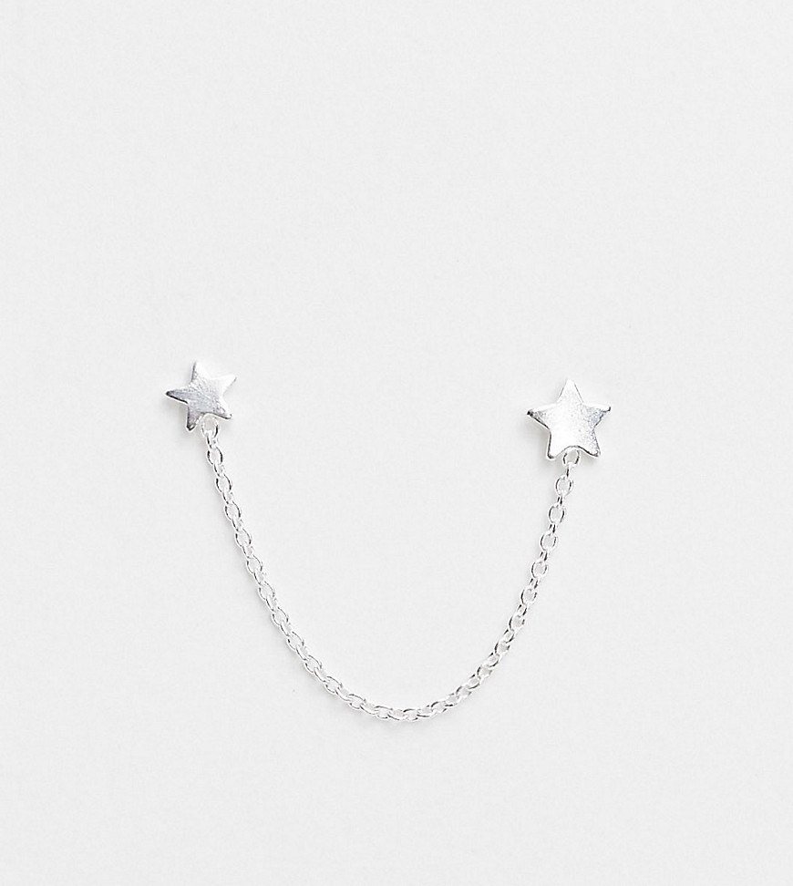 Kingsley Ryan Sterling Silver star stud earrings on chain in silver