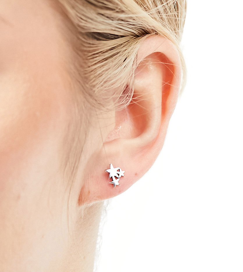 Kingsley Ryan Sterling Silver treble star stud earrings in silver