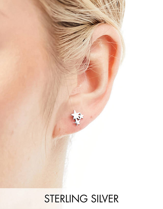 Kingsley Ryan - sterling silver treble star stud earrings in silver