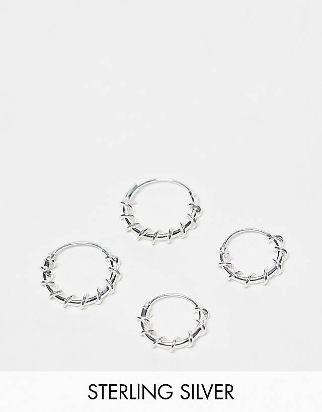 Kingsley Ryan - sterling silver twisted hoop earrings 2 pack in silver