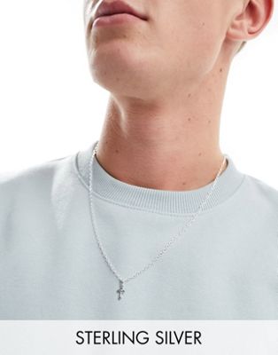 Kingsley Ryan sterling silver vintage look chain necklace with cross pendant - ASOS Price Checker