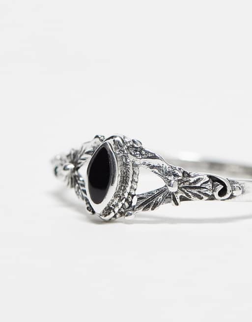 Silver ring on sale with black