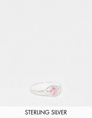 Kingsley Ryan sterling silver wire wrap pink crystal ring