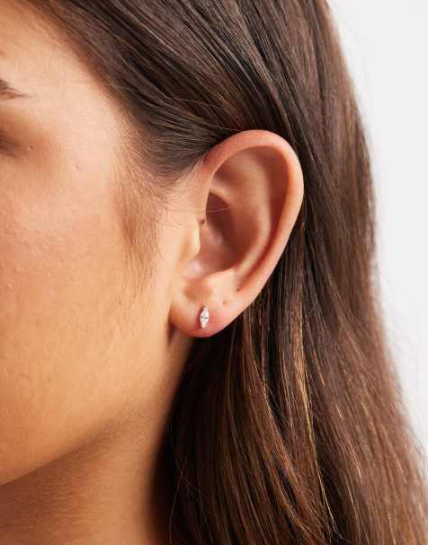 Kingsley Ryan – Stiftörhängen i sterlingsilver med blombladsdesign och stenar - view 1