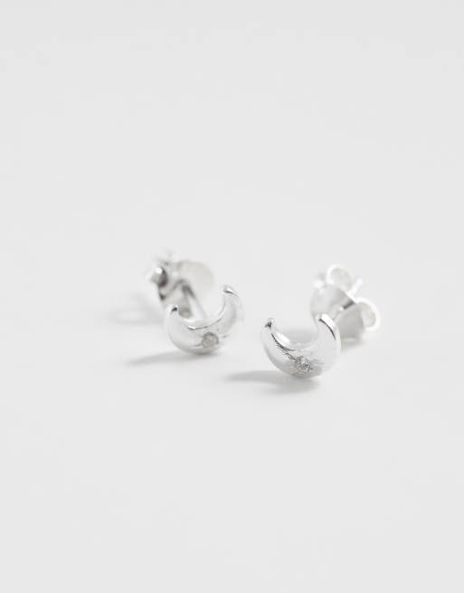 Kingsley Ryan – Stiftörhängen i sterlingsilver med halvmånedesign och stenar, 3 av 6