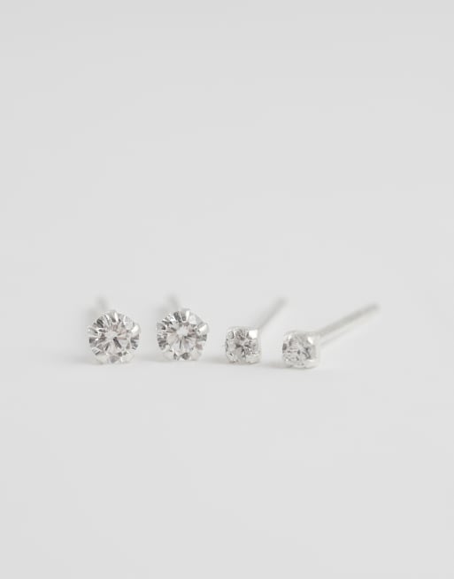 Kingsley Ryan – Stiftörhängen i sterlingsilver med stenar, 2-pack, 4 av 4