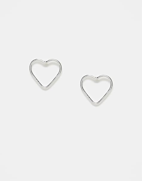 Kingsley Ryan – Stiftörhängen i sterlingsilver med utskuret hjärta - view 1