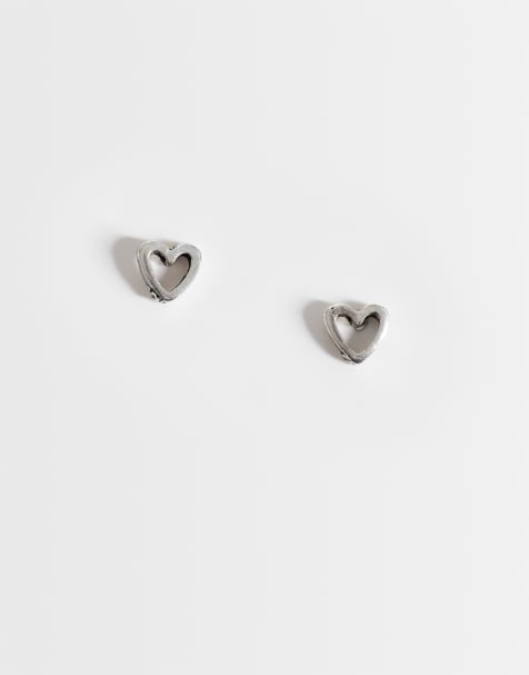 Kingsley Ryan – Stiftörhängen i sterlingsilver med utskuret hjärta - view 1
