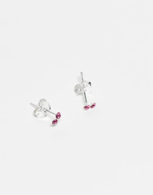 Kingsley Ryan – Stiftörhängen med två rosa stenar i sterlingsilver, 2 av 3