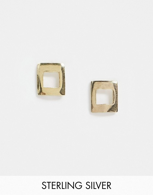 Kingsley Ryan stud earrings in sterling silver gold plated square
