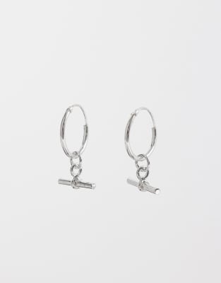 Kingsley Ryan T-bar Charm Hoops In Silver