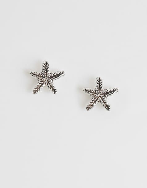 Kingsley Ryan textured starfish stud earrings in sterling silver - view 1