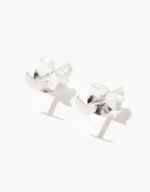 Kingsley Ryan tiny crescent stud earrings in sterling silver, 2 of 3