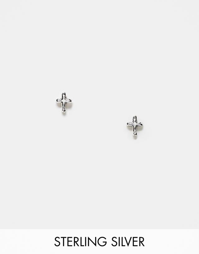 Kingsley Ryan - tiny cross stud earrings in sterling silver