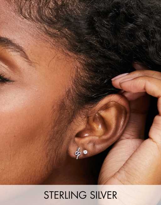 Kingsley Ryan tiny snake stud earrings in sterling silver