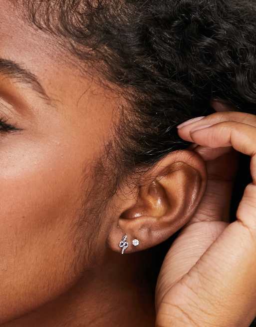 Gold plated snake stud earrings
