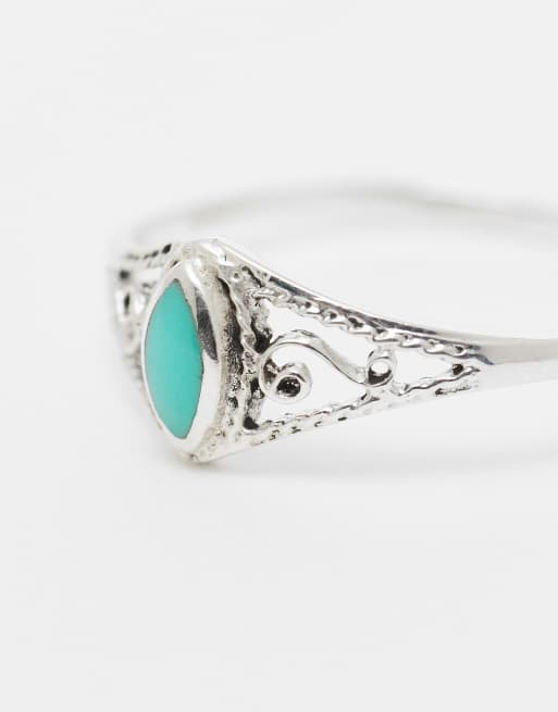 Kingsley Ryan traanring met turquoise steen in sterling zilver, 3 van 3