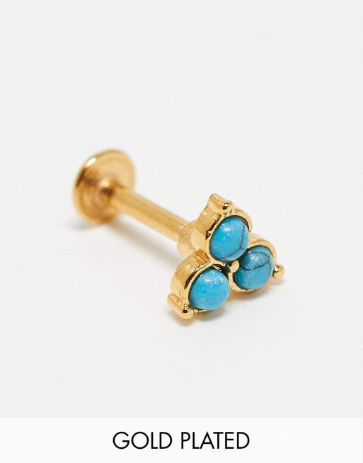 Kingsley Ryan treble turquoise labret in gold plated