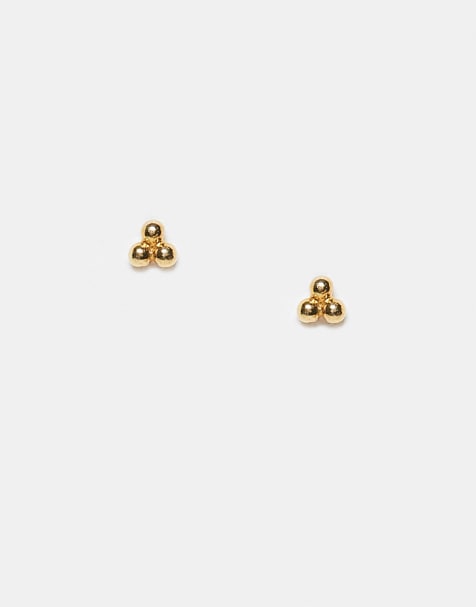 Kingsley Ryan triple ball gold-plated stud earrings - view 1