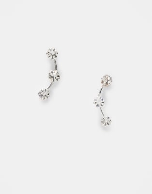 triple gem crawler stud earrings in sterling silver