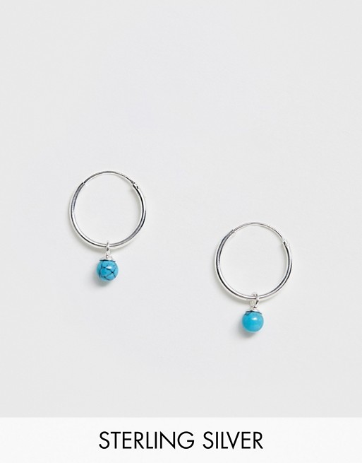 Kingsley Ryan 12mm turquoise drop hoop earrings in sterling silver
