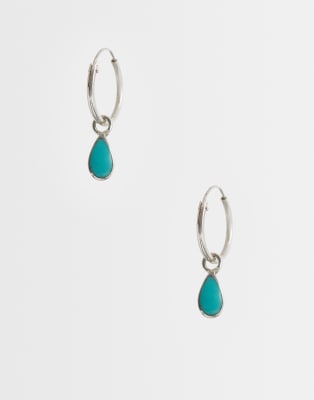 Kingsley Ryan Turquoise Teardrop Charm Hoop Earrings In Pattern