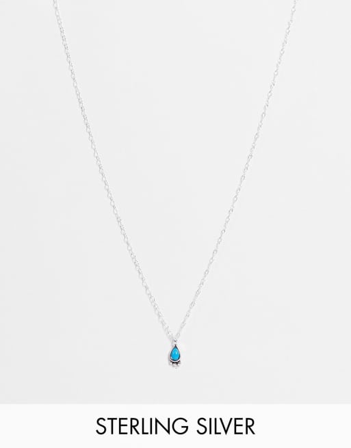 Kingsley Ryan turquoise teardrop necklace in sterling silver