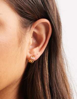 Kingsley Ryan - Vergoldete Creolen mit Dreifachband, 10 mm-Goldfarben