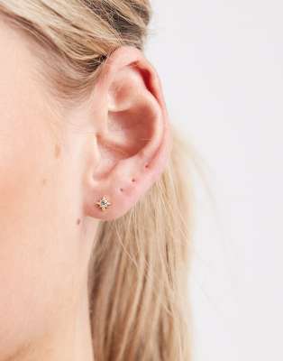 Kingsley Ryan - Vergoldete Sternenkranz-Ohrstecker mit klarem Schmuckstein-Goldfarben