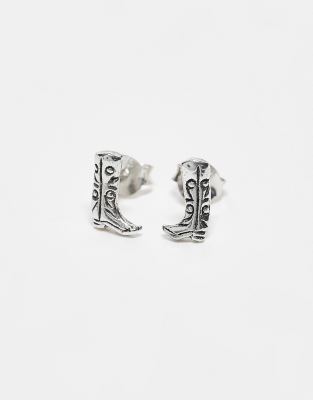 Kingsley Ryan Kingsley Ryan western cowboy boot stud earrings in sterling silver