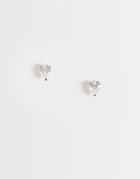 Kingsley Rysan droppformade stiftörhängen med ädelstensinfattning i sterlingsilver - view 1