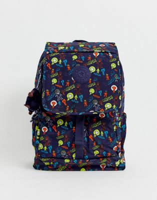 Kipling – Flerfärgad mönstrad ryggsäck
